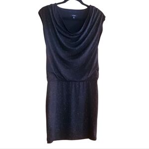 Apt 9 Black Sleeveless Sparkle Drop Waist Cowl Neck Mini Dress XS